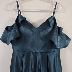 Elegant Teal Ruffle Dress